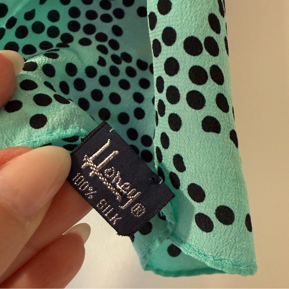 Vintage Honey Floral Polka Dot Colorful Scarf 100% Silk - Picture 3 of 5